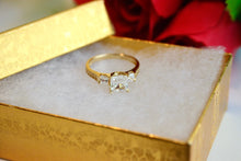 Load image into Gallery viewer, Authentic 14K Yellow Gold Ring with Square Cubic Zirconia
