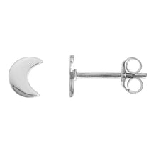 Load image into Gallery viewer, 925 Sterling Silver Tiny Half Moon Stud Earrings
