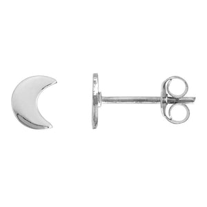 925 Sterling Silver Tiny Half Moon Stud Earrings