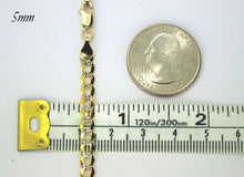 Load image into Gallery viewer, 10K Solid Yellow Gold Flat Cuban D/C Two Tone Link Chain Necklace Bracelet for Men Women 2.5mm ~ 6mm 7" ~ 9" / 16" ~ 30"
