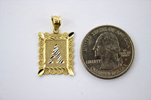 Load image into Gallery viewer, 14K Gold Initial Pendant Charm Plate Diamond Cut for Boys Men 2 Sizes
