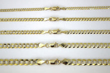 Load image into Gallery viewer, 10K Solid Yellow Gold Flat Cuban D/C Two Tone Link Chain Necklace Bracelet for Men Women 2.5mm ~ 6mm 7" ~ 9" / 16" ~ 30"
