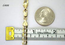 Load image into Gallery viewer, 10K Solid Yellow Gold Flat Cuban D/C Two Tone Link Chain Necklace Bracelet for Men Women 2.5mm ~ 6mm 7" ~ 9" / 16" ~ 30"
