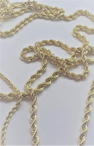 10K Yellow Gold Hollow Rope Necklace Chain