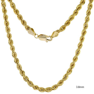 10K Yellow Gold Hollow Rope Necklace Chain