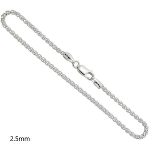 925 Sterling Silver Spiga Wheat Necklace Bracelet Chain