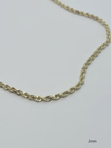 Authentic 10K Solid Yellow Gold Rope Necklace Chain