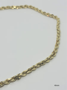 Authentic 10K Solid Yellow Gold Rope Necklace Chain