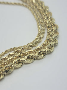 Authentic 10K Solid Yellow Gold Rope Necklace Chain