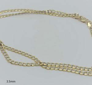 Authentic 10K Hollow Two Tone Gold D/C Cuban Necklace Chain