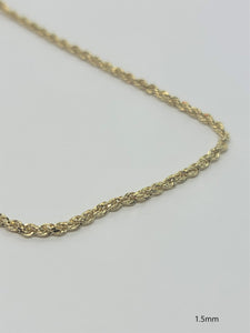 Authentic 10K Solid Yellow Gold Rope Necklace Chain