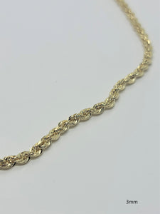 Authentic 10K Solid Yellow Gold Rope Necklace Chain