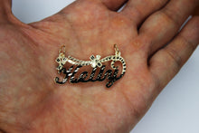 Load image into Gallery viewer, 14K Solid Yellow Gold Personalized Custom Handmade Name Pendant Charm with Flower Diamond Cut

