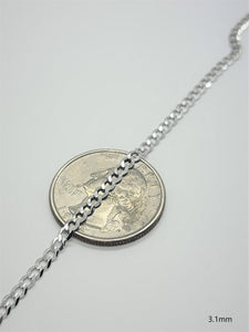 Authentic 10K Solid White Gold Cuban Necklace Bracelet Chain