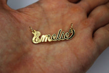 Load image into Gallery viewer, 14K Solid Yellow Gold Personalized Custom Handmade Name Pendant Charm Outlined
