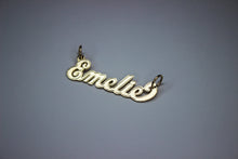 Load image into Gallery viewer, 14K Solid Yellow Gold Personalized Custom Handmade Name Pendant Charm Outlined
