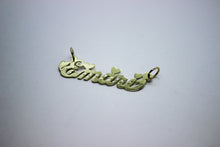 Load image into Gallery viewer, 14K Solid Yellow Gold Personalized Custom Handmade Name Pendant Charm Diamond Cut with Heart
