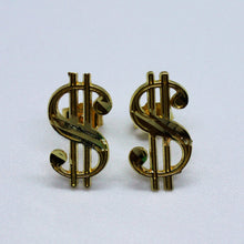 Load image into Gallery viewer, 10K Sold Yellow Gold Dollar sign Earrings 2 sizes
