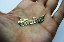 Load image into Gallery viewer, 10K Solid Yellow Gold Personalized Custom Handmade Name Pendant Charm Diamond Cut with Heart
