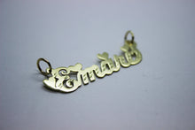 Load image into Gallery viewer, 10K Solid Yellow Gold Personalized Custom Handmade Name Pendant Charm Diamond Cut with Heart
