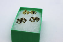 Load image into Gallery viewer, 10K Sold Yellow Gold Dollar sign Earrings 2 sizes
