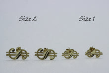 Load image into Gallery viewer, 10K Sold Yellow Gold Dollar sign Earrings 2 sizes
