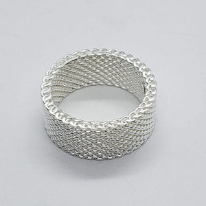 925 Sterling Silver Heavy Mesh Ring Band