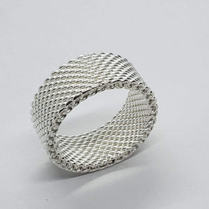 925 Sterling Silver Heavy Mesh Ring Band