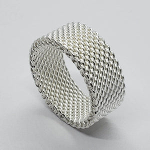 925 Sterling Silver Heavy Mesh Ring Band