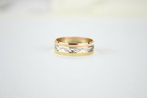 Authentic 14K Tri-Color Gold D/C Band Ring