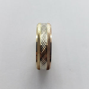 Authentic 14K Tri-Color Gold D/C Band Ring