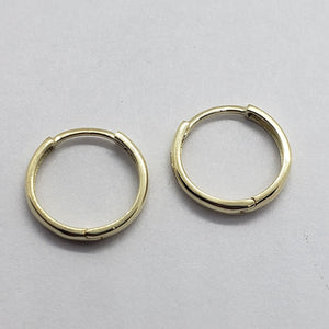 14K Yellow Gold Plain Round Huggie Hoop Earrings