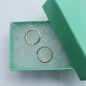 14K Yellow Gold Plain Round Huggie Hoop Earrings