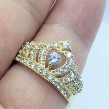 Load image into Gallery viewer, 10K Yellow Gold Heart Crown with CZ Ring
