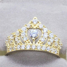 Load image into Gallery viewer, 10K Yellow Gold Heart Crown with CZ Ring
