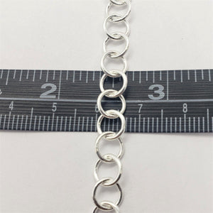 925 Sterling Silver Circle Link Cable Chain 6.9mm