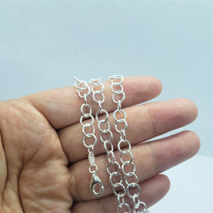 925 Sterling Silver Circle Link Cable Chain 6.9mm