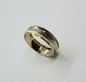 Authentic 14K Tri-Color Gold D/C Band Ring