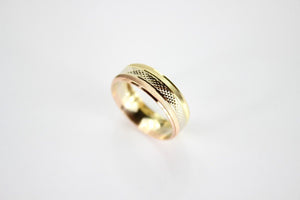 Authentic 14K Tri-Color Gold D/C Band Ring