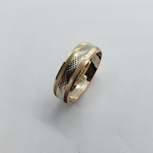 Load image into Gallery viewer, Authentic 14K Tri-Color Gold D/C Band Ring
