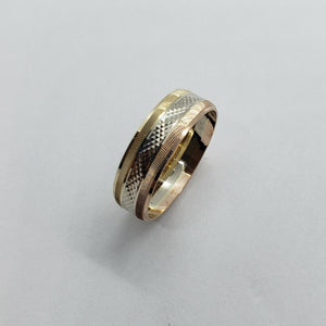 Authentic 14K Tri-Color Gold D/C Band Ring