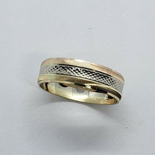 Load image into Gallery viewer, Authentic 14K Tri-Color Gold D/C Band Ring
