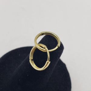 14K Yellow Gold Plain Round Huggie Hoop Earrings