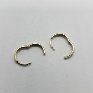 14K Yellow Gold Plain Round Huggie Hoop Earrings