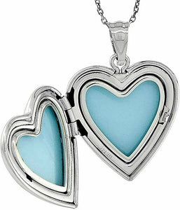 925 Sterling Silver Diamond Heart Locket for Pictures with/out Necklace