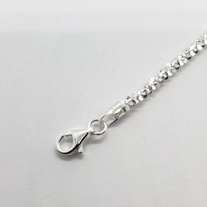 925 Sterling Silver 2mm Sparkle Rock Bracelet Necklace Chain