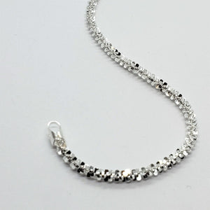 925 Sterling Silver 2mm Sparkle Rock Bracelet Necklace Chain