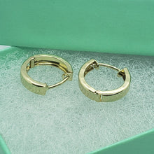 Load image into Gallery viewer, 14K Yellow White Gold Huggie Hoop Round Earrings with Crescent Design D/C
