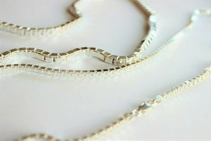 925 Sterling Silver Box Chain Bracelet Necklace 0.7mm~4.6mm