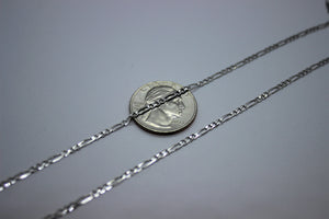 Authentic 14K Solid White Gold Figaro Necklace Bracelet Chain